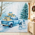 thumbnail image 1 of Erosebridal Christmas Truck Shower Curtain 72Wx72L,Winter Scene Bathroom Curtain,Light Blue, 1 of 6