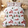 thumbnail image 1 of Erosebridal Christmas Village Twin Quilt Set 2 Pieces,Winter Scene Twin Coverlet Set,White Green Red,1 Bedspread and 1 Pillowcase, 1 of 7