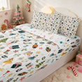 thumbnail image 1 of Manfei Christmas Zipper Twin Comforter Sets with Fitted Sheet and 2 Pillowcases Icon Zipper Bedding Set, Burgundy Gold, Xmas Reversible, 1 of 7