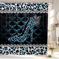 thumbnail image 1 of Erosebridal Classic Cheetah High Heels Shower Curtain 72Wx72L,Watercolor Bow Pearl Bathroom Curtain,White Blue, 1 of 5