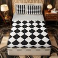 thumbnail image 1 of Erosebridal Classic Diamond Check Pattern Zipper Full Size Comforter Sets with Fitted Sheet and 2 Pillowcases,Border Grid Print Zipper Bedding Set,Beige Black White,Grey Reversible, 1 of 6