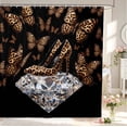 thumbnail image 1 of Erosebridal Classic Leopard High Heels Shower Curtain 72Wx78L,Romantic Butterfly Bath Curtain,Black Tan, 1 of 5