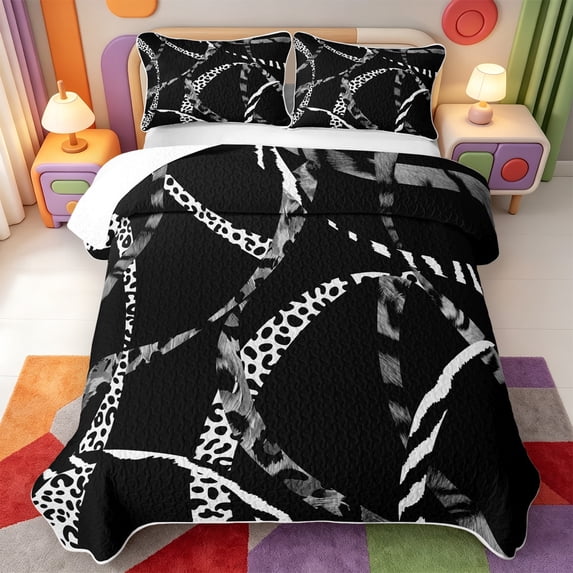 Erosebridal Classic Leopard Quilt Full,Abstract Cheetah Print Full Bedspread Sets,3-Piece,1 Coverlet and 2 Pillowcases