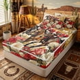 thumbnail image 1 of Erosebridal Classic Race Horse Print Zipper Full Size Comforter Sets with Fitted Sheet and 2 Pillowcases,Mixed Rose Floral Accent Zipper Bedding Set,Ivory Red,4pcs,Grey Reversible, 1 of 4