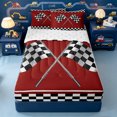 thumbnail image 1 of Erosebridal Classic Red Racing Flag Zipper Twin Comforter Sets with Fitted Sheet and 2 Pillowcases,Modern Geometric Checkered Zipper Bedding Set For Boys,Reversible,4-Piece, 1 of 7
