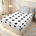 thumbnail image 1 of Erosebridal Classic Retro Black Dot Zipper Full Size Comforter Sets with Fitted Sheet and 2 Pillowcases,Micro Cross Dot Reverse Border Zipper Bedding Set,Pure White Jet,4pcs,Reversible, 1 of 6