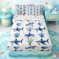 thumbnail image 1 of Erosebridal Classic Shark Zipper Twin Comforter Sets with Fitted Sheet and 2 Pillowcases,Ocean Coral Seashell Underwater Zipper Bedding Set For Boys,Polkadot Reversible,4-Piece, 1 of 7