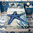 thumbnail image 1 of Erosebridal Coastal Blue Starfish Zipper Full Size Comforter Sets with Fitted Sheet and 2 Pillowcases for Boys Men, Sea Coral Print Zipper Bedding Set, Reversible, 4pcs, 1 of 7