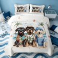 thumbnail image 1 of Erosebridal Coastal Dogs Bed Spread Queen, Ocean Beach Queen Coverlet Set, Polka Dots Reversible 3 Pieces, 1 Quilt and 2 Pillowcases, 1 of 7