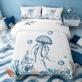 thumbnail image 1 of Erosebridal Coastal Jellyfish Twin Quilt Set, Ocean Wildlife Twin Coverlet Set, Reversible 2 Pieces, 1 Bedspread and 1 Pillowcase, 1 of 7