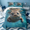 thumbnail image 1 of Erosebridal Coastal Otter Quilt King, Ocean Animal King Coverlet Set, Reversible 3pcs, 1 Bedspread and 2 Pillowcases, 1 of 7