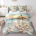 thumbnail image 1 of Erosebridal Coastal Seashell Bedding Twin Size, Marine Lighthouse Bedding Sets Twin Size, Romantic Sunset Decor, Reversible 7pcs, 1 of 5