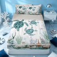 thumbnail image 1 of Erosebridal Coastal Turtle Zipper Twin Comforter Sets with Fitted Sheet and 2 Pillowcases, Ocean Animal Zipper Bedding Set, Gray Reversible, 1 of 7