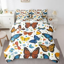 Erosebridal Colorful Butterfly Bedding Sets Twin Size, Rustic Animal Comforter Sets with Sheets, Flower Floral Decor, Reversible