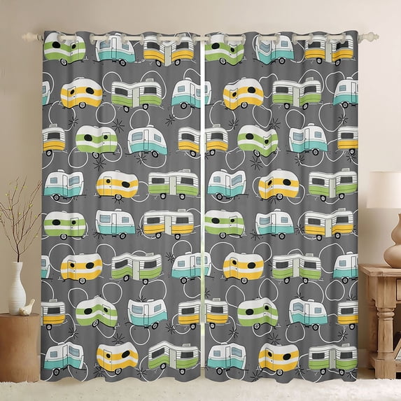 Erosebridal Colorful Camping RV Black Out Curtains For Travel Trailers,Cartoon Camper Curtains Pack of 2 (42x63 Each) For Kids