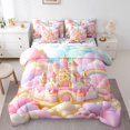 thumbnail image 1 of Erosebridal Colorful Castle Bedding Sets Queen Size,Rainbow Cloud Print Comforter Sets with Sheets,Fairy Style Bed in a Bag Queen Size For Princess,Breathable Room Decor Reversible,7-Piece, 1 of 6