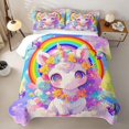 thumbnail image 1 of Erosebridal Colorful Cute Unicorn Twin Quilt Set,Multicolor Flowers Rainbow Print Twin Coverlet Set For Kids,2pcs, 1 of 7