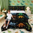 thumbnail image 1 of Erosebridal Colorful Dinosaur Queen Comforter Set for Kids, Black Bedding Comforter Set, 1 of 6