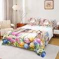 thumbnail image 1 of Erosebridal Colorful Easter Eggs Kids Full Size Sheets,Colorful Blossom Tulip Kawaii Rabbit Bed Sheets For Girls 4pcs, 1 of 6