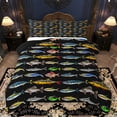 thumbnail image 1 of Erosebridal Colorful Fish Queen Comforter Set, Lake House Fishing Bedding Comforter Set, Black Reversible, 1 Comforter and 2 Pillowcases, 1 of 6