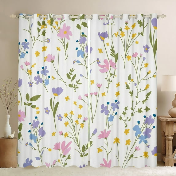 Erosebridal Colorful Floral Flower Curtains Pack of 2 (38x45) , Garden Blossoms 30%-50% Black Out Curtains