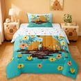 thumbnail image 1 of Erosebridal Colorful Flowers Blossom Twin Comforter Sets,Brown Capybara Rodent Animal Bedding Set For Kids Girls Reversible 2-Piece, 1 of 7