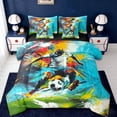 thumbnail image 1 of Erosebridal Colorful Graffiti Artwork 7pcs Bedding Comforter Set,Football Sport Gamer Queen Bedding Sets For Boys Men,Reversible black, 1 of 7