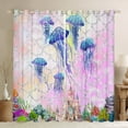 thumbnail image 1 of Erosebridal Colorful Jellyfish Curtains,Pink Mermaid Tail Scale Kawaii Curtains Living Room Decor,Sea Animal Curtains Ocean Creature Window Curtains 2 Panels (52Wx84L), 1 of 6