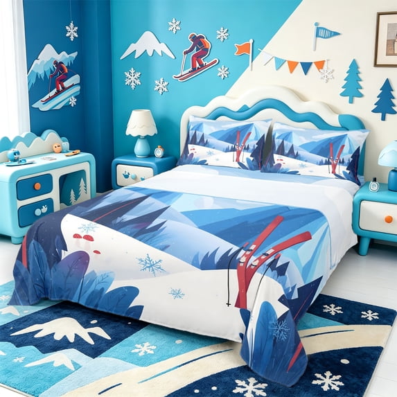 Moderne Abc Erosebridal Colorful Modern Art King Sheets,Cartoon Ski Slope Bedding,4 ...