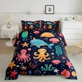 thumbnail image 1 of Erosebridal Colorful Octopus Comforter Sets Queen Size, Blue Whale Comforters & Duvets, Marine Coral Reversible Duvet Insert, Microfiber Bedroom Decoration, 3pcs, 1 of 8