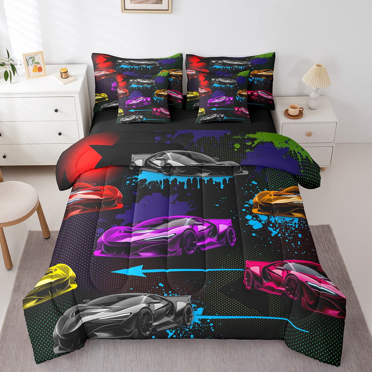 Erosebridal Colorful Racing Car Bedding King SizeExtreme Sport ...