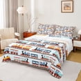 thumbnail image 1 of Erosebridal Colorful Railway Car Bed Sheets 4pcs For Boys,Kids Cartoon Railroad Train King Sheets,Blue Yellow, 1 of 5