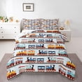 thumbnail image 1 of Erosebridal Colorful Railway Car Full Size Comforter Sets 3 Pieces For Boys,Kids Cartoon Railroad Train Bedding Sets,Blue Yellow,Luxury Bedroom Decor, 1 of 6