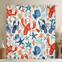Erosebridal Colorful Starfish Curtains Pack of 2 (38x45), Red Lobster 30%-50% Black Out Curtains, Marine Seashell Curtains for Living Room, Window Curtains Bedroom Decoration