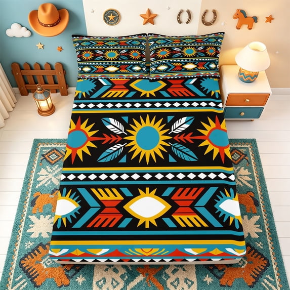 Erosebridal Colorful Tribal Pattern Fitted Sheet Full,Southwestern ...