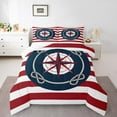 thumbnail image 1 of Erosebridal Compass Life Buoy Bedding Comforter Set, Red White Geometric Stripe Down Comforter, Nautical Room Decorative, Reversible 2 Pieces, 1 of 6