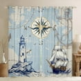 thumbnail image 1 of Erosebridal Compass Lighthouse Curtains Pack of 2 (42Wx63L),Nautical Boat 30%-50% Black Out Curtains,Ocean Theme Decor, 1 of 6