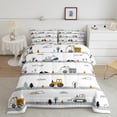 thumbnail image 1 of Erosebridal Construction Comforter Excavator Truck Bedding Sets Queen,Cartoon Vehicle Cars Bed Set Tractor Quilt Yellow Blue White Bedroom Decor (1 Comforter And 1 Pillow Case), 1 of 5