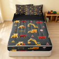 thumbnail image 1 of Erosebridal Construction Vehicle Zipper Full Size Comforter Sets with Fitted Sheet and 2 Pillowcases, Truck Zipper Bedding Set, Dark Pattern, Black Reversible, 1 of 7