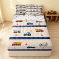 thumbnail image 1 of Erosebridal Construction Vehicle Zipper Twin Comforter Sets with Fitted Sheet and 2 Pillowcases, Truck Zipper Bedding Set, Blue Road, Polka Dots Reversible, 1 of 7