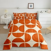 Erosebridal Contemporary Abstract Bedding Twin Comforter Set, Orange Semicircle Down Comforter, Modern Artwork Bedding Sets Twin with Comforter Ultra Soft Room Decorative, 2 Pieces