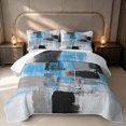 thumbnail image 1 of Erosebridal Contemporary Watercolor Art Quilt King, Black Gray White Blue Ombre King Coverlet Set, Black Reversible 3-Piece 1 Bedspread and 2 Pillowcases, 1 of 7