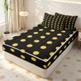 thumbnail image 1 of Erosebridal Contrast Yellow Dot Grid Zipper Twin Comforter Sets with Fitted Sheet and 2 Pillowcases,Two-Tone Round Motif Zipper Bedding Set,Mustard Black,4-Piece,Black Reversible, 1 of 6