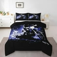 thumbnail image 1 of Erosebridal Cool Dirt Bike Bedding Full Comforter Set, Motorcycle Rider Down Comforter, Black Navy Blue Home Decor, Reversible 3pcs, 1 of 8