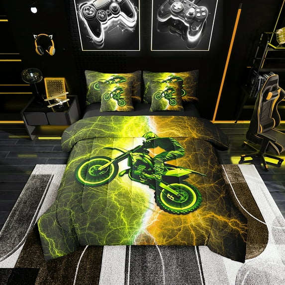 Erosebridal Cool Dirt Bike Bedding King Size 7pcs, Bedroom Decor, Breathable