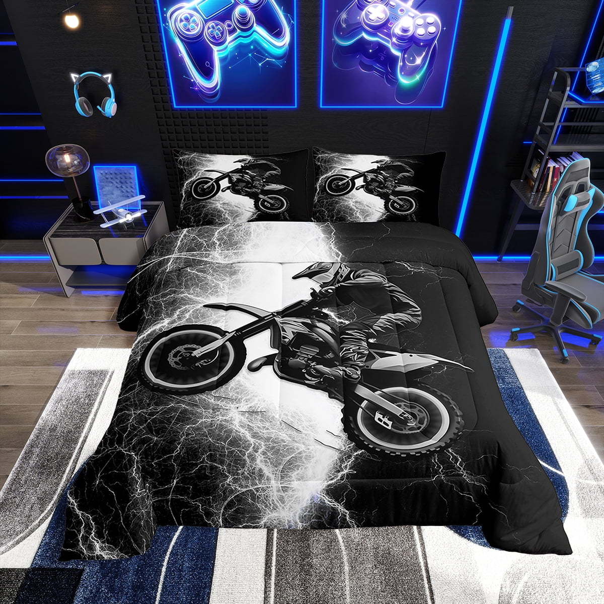Erosebridal Cool Dirt Bike Comforter Sets Full Size, Boys Bedroom Decor ...