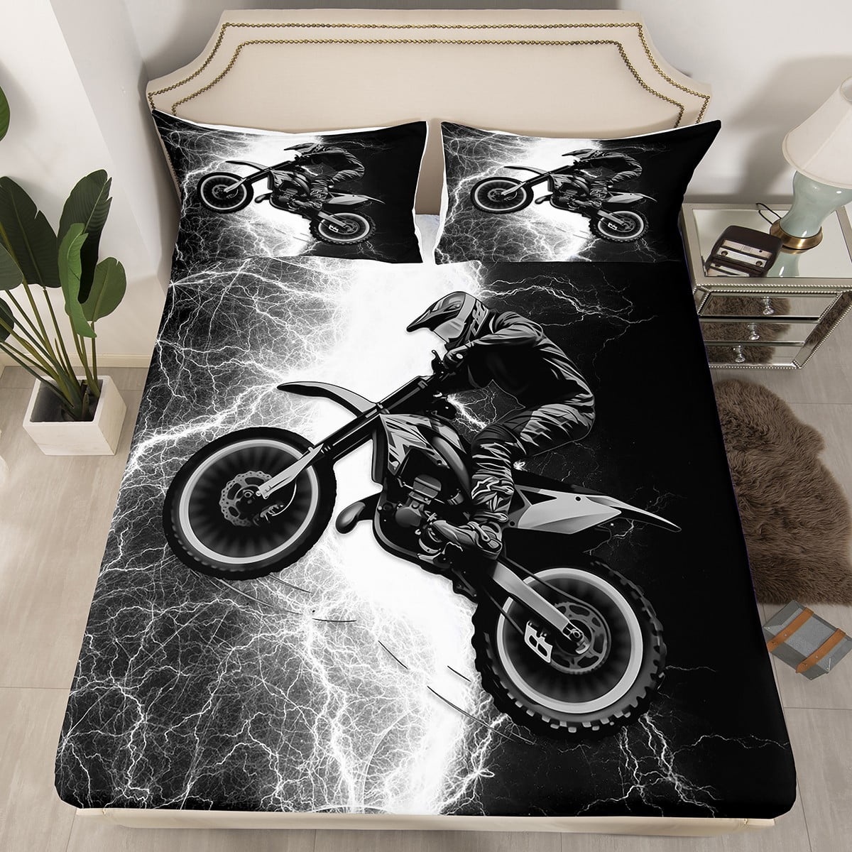 Erosebridal Cool Dirt Bike Fitted Sheet Set Twin, Boys Bedroom Decor ...