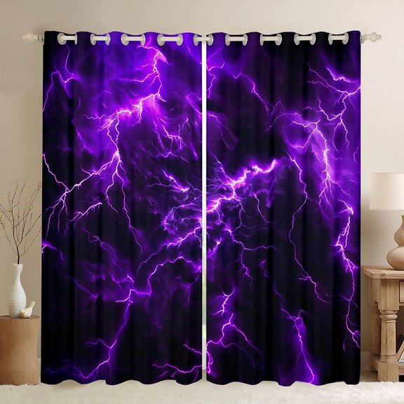 Erosebridal Cool Lightning Curtains and Drapes (38x45), Extreme Weather 30%-50% Blackout Curtains for Bedroom, Modern Abstract Geometric Curtains for Living Room, Window Drapes Room Decor
