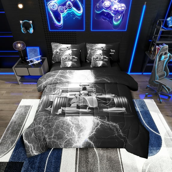 Erosebridal Cool Race Car Bedding Twin Size 7pcs, Bedroom Decor, Ultra Soft