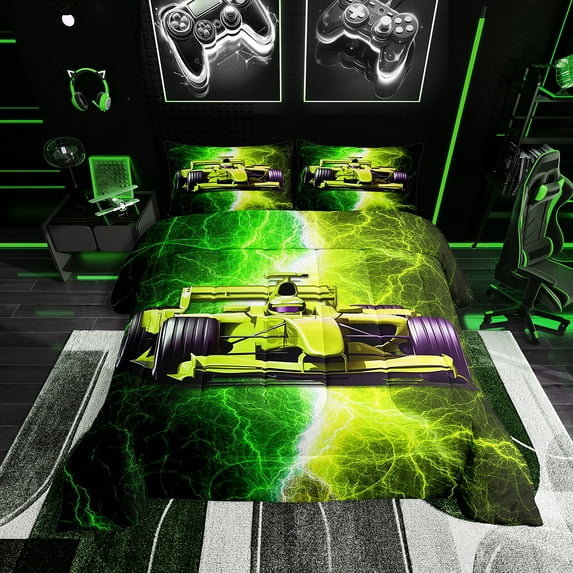 Erosebridal Cool Racing Car Comforter Sets King Size, Bedroom Decor, Breathable, 3-Piece